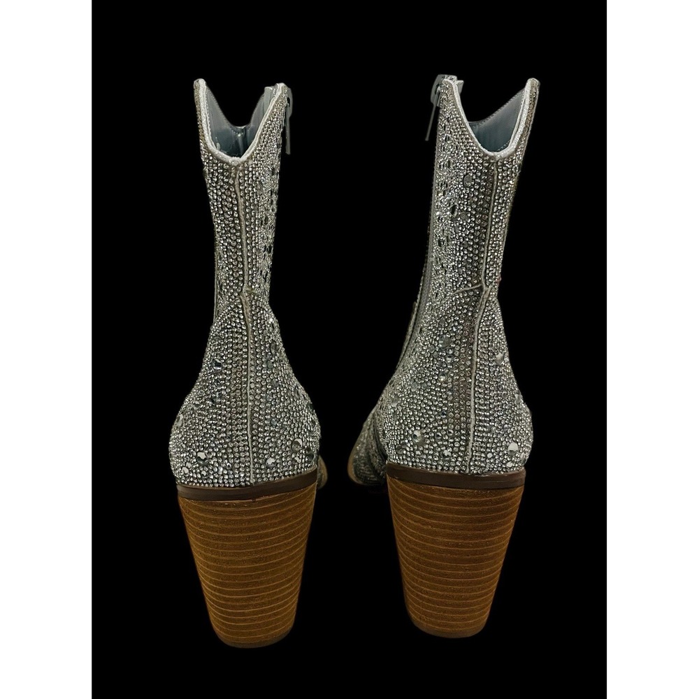 Steve Madden Silver Crystal Embellished Western Booties - Picture 5 of 9